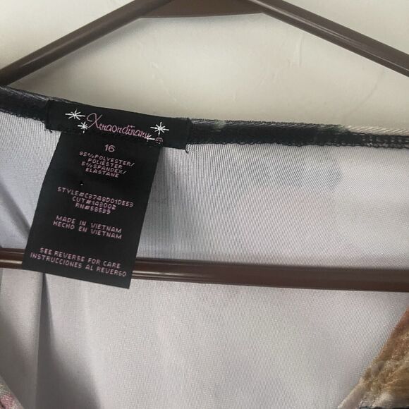 Xtraordinary Big Girls Size 16 Velvet Black Floral Wrap Party Long Sleeve Dress - Picture 5 of 8